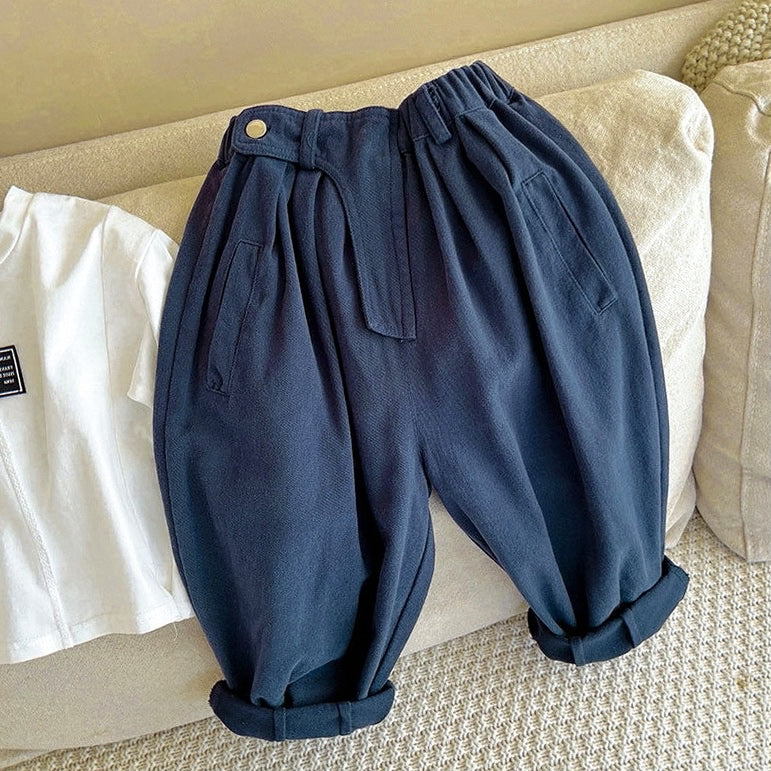 Texture Color Diagonal Pockets Cropped Pants