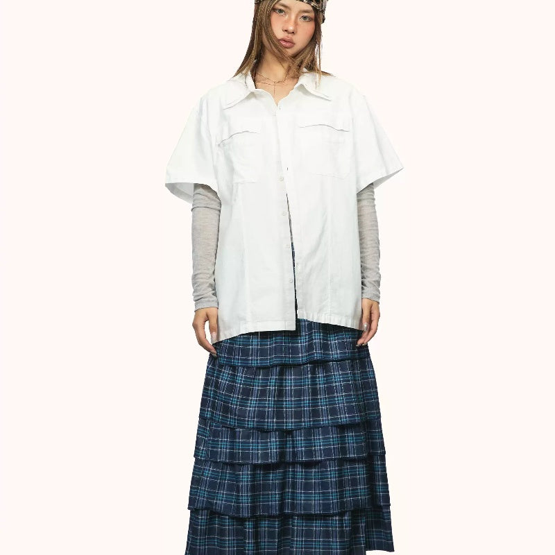 Lapel Multi-pocket Short-sleeved Shirt For Women Summer New Casual