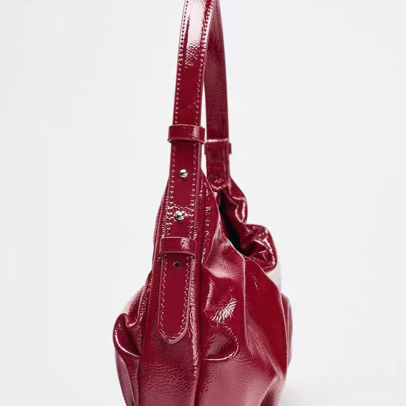 Autumn Women's Bag With Red Crackle Effect