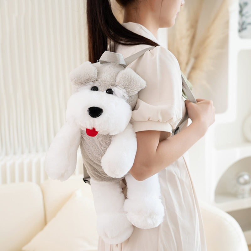 Creative Lovely Soft Cute Schnauzer Plush Backpack