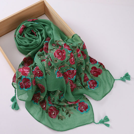 Ladies Travel Often Shawl Embroidery