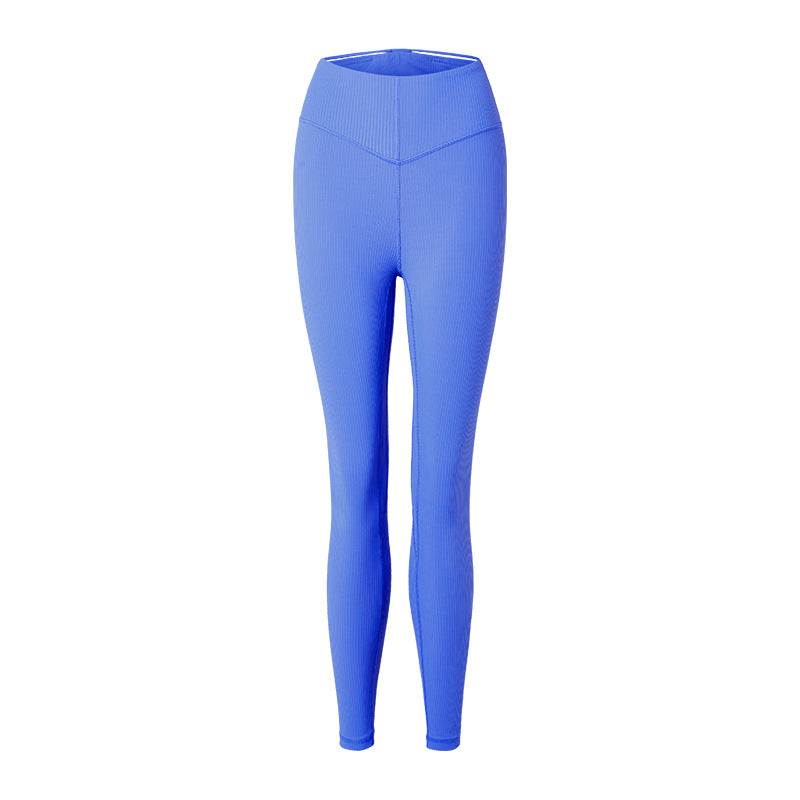 Vertical Rib Running Fitness Sports Tights For Women