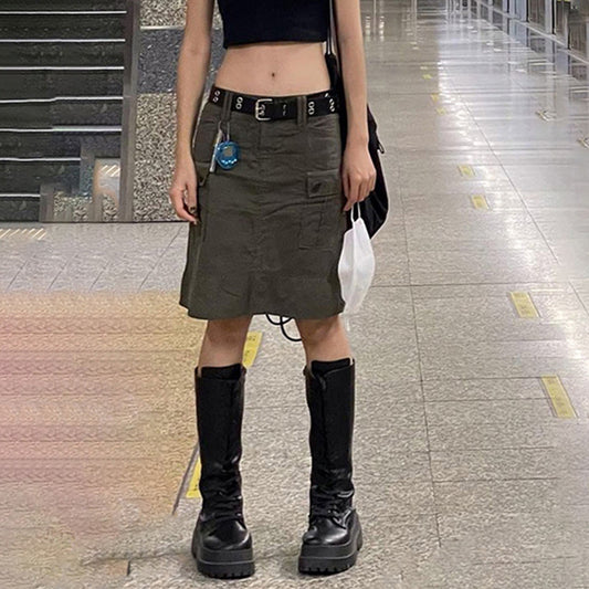Workwear Pocket A Line Half Skirt
