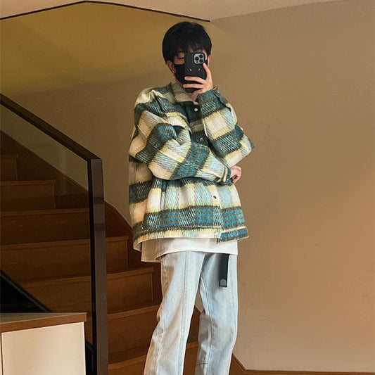 Men's And Women's Loose Shirt Plaid Coat Top