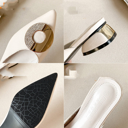 Fashion Net Celebrity Thick Heel Sandals And Slippers Plus Size