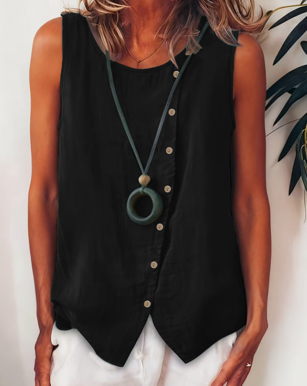 Women's Bohemian Sleeveless Button-Front Shirt