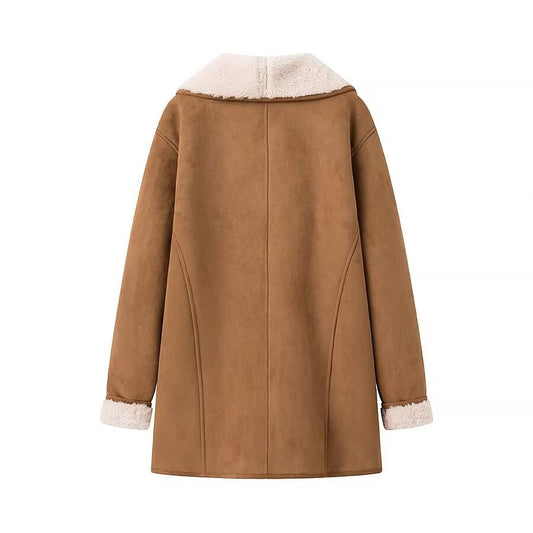 Women's Fur And Leather Overcoat Coat