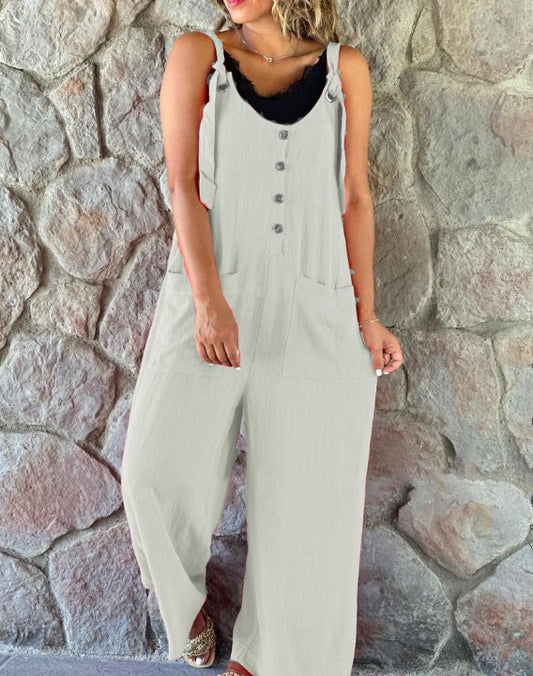 Fashion Casual Button Suspender Pants For Women