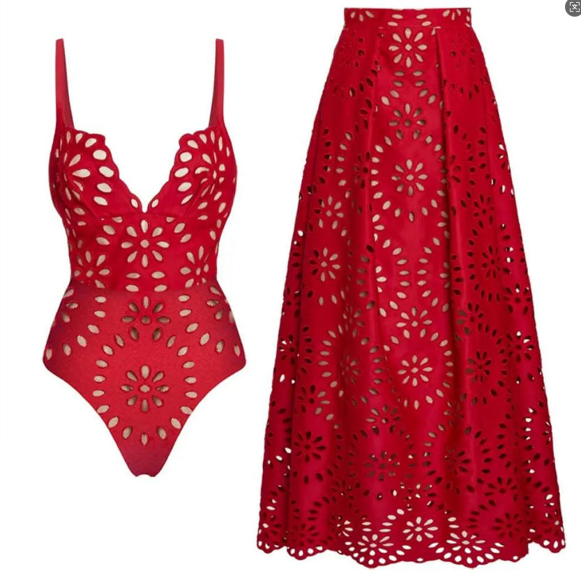 Personalized, European And American-style Sexy Hollow-out Halter-neck Lace-up One-piece Swimsuit For Women