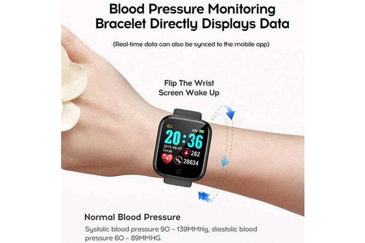 Y68 Water Resistant Smart Watch Sports Fitness Trackaer with Heart Rate Monitor for Men and Women Black