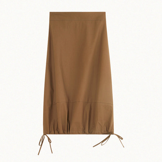Elegant Simple Korean Style Drawstring At Hem A- Line Skirt