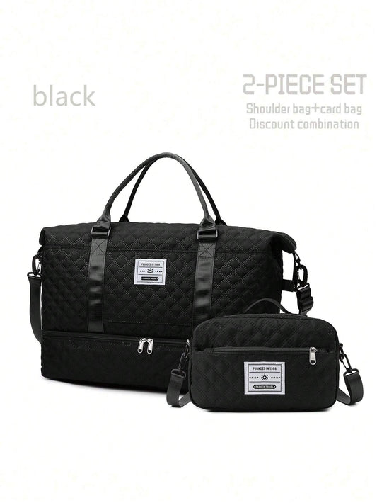 2PCS Large Capacity Travel Duffel Bag, Wet and Dry Separation Fitness Bag, Weekend Overnight Shoulder Bag, Hospital Necessary Mommy Bag, Travel Bag, Holiday Bag, Weekend Bag, Overnight Bag, with a Pull Bar Bag, with Shoe Storage, Boarding Bag, Cosmetics Storage Bag for Suitcase Gym Bag Duffle Bag for Luggage Carry on Bag College Bag Luggage Bags Weekender Bag Hospital Bag Winter Bag for School School Accessories School Stuff