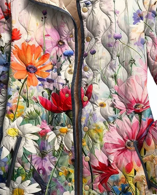 Women's Fashion Tuck Cotton Digital Printing Coat