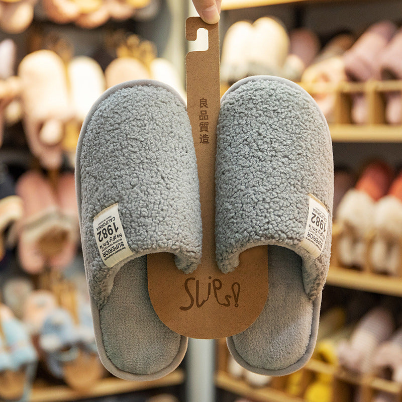 Female winter Korean cute girly heart bow cotton slippers