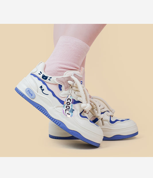 Women's Mesh Breathable Low Top Platform Sports Casual Shoes