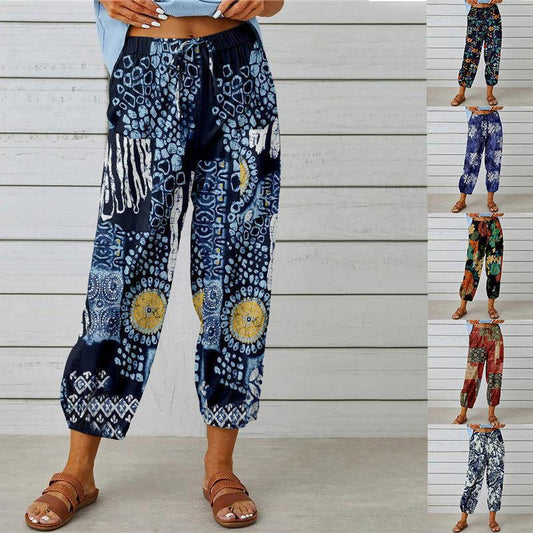 Fashion Floral Print Casual Jumpsuit Lady's Pants