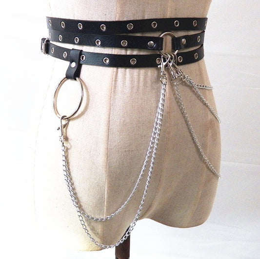 Punk style concave waist chain