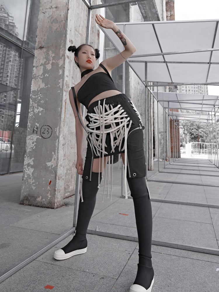 Hand-worn rope short skirt