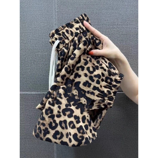 New Summer Leopard-Print Ice Silk Shake Pants
