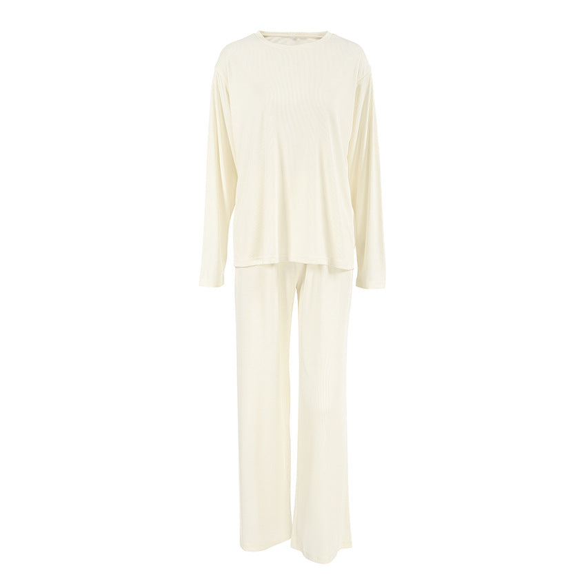 Pajama Two-piece Set With Long Pants Womens Loungewear