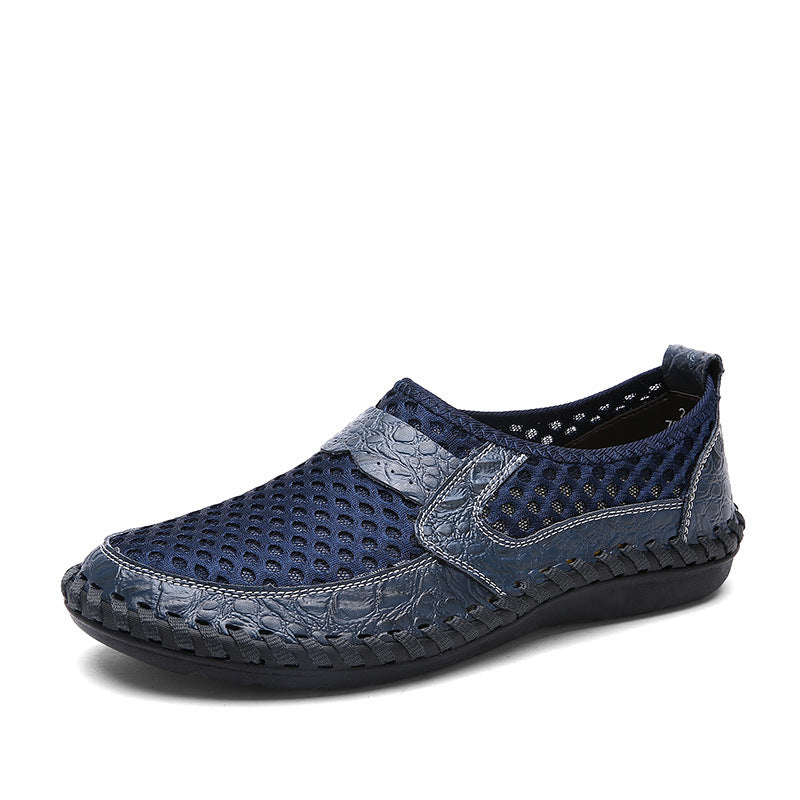 Mesh men's hollow leather shoes