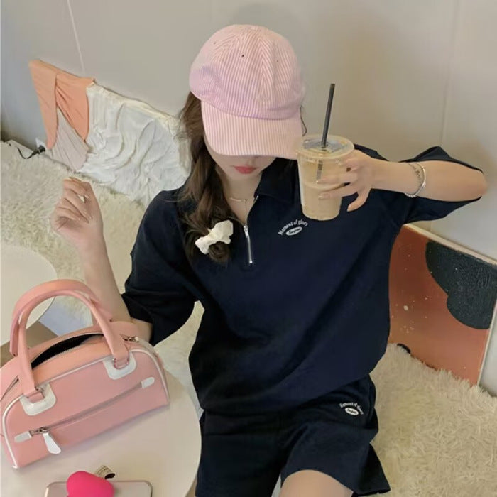 Loose-fitting Shorts And Running Top Two-piece Set