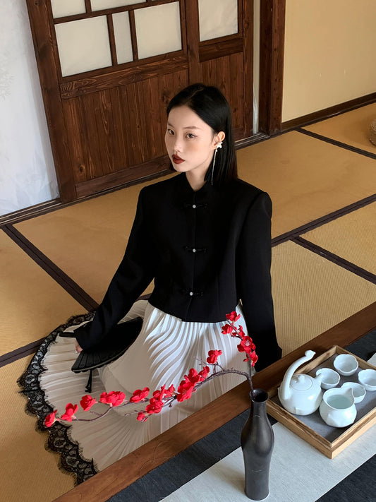 Retro Buttoned Short Coat Women's Temperament Long Sleeve Outer Wear