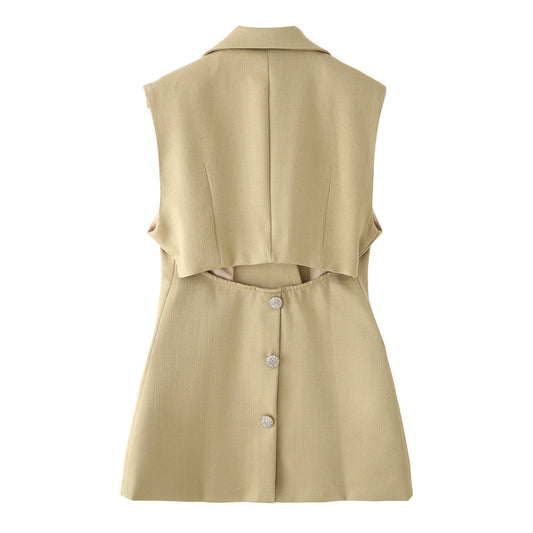 European And American Style Temperament Commute Trendy Backless Irregular Suit Vest