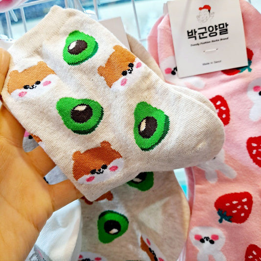 Medium Socks Little Bear Avocado Girls