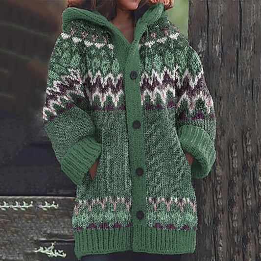 3D Printed Autumn Winter Coat Thickened Hooded Cardigan Sweater
