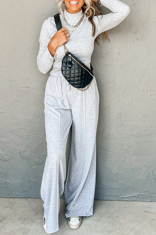 Women's Turtleneck Long Sleeve Top And Trousers Suit