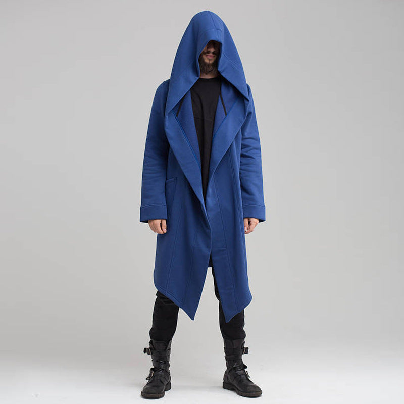 European and American long hooded cardigan coat