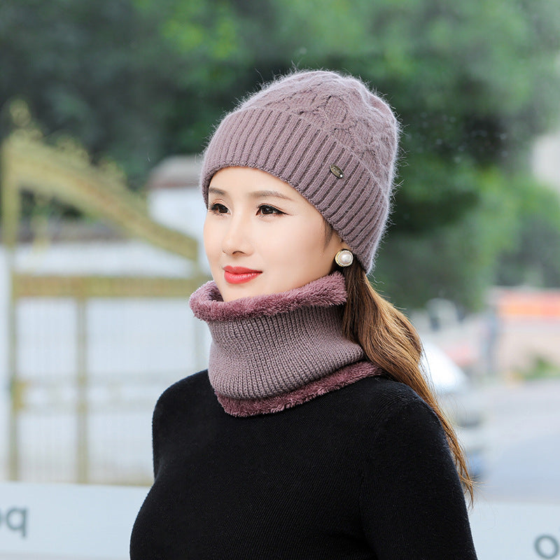 Women's Fleece Warm Wool Hat Scarf Suit