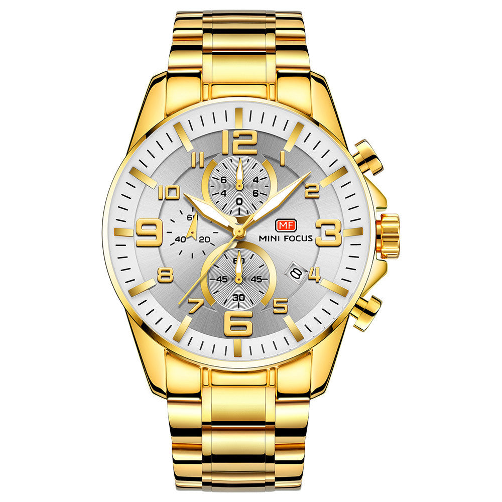 Luminous waterproof steel belt men's watch