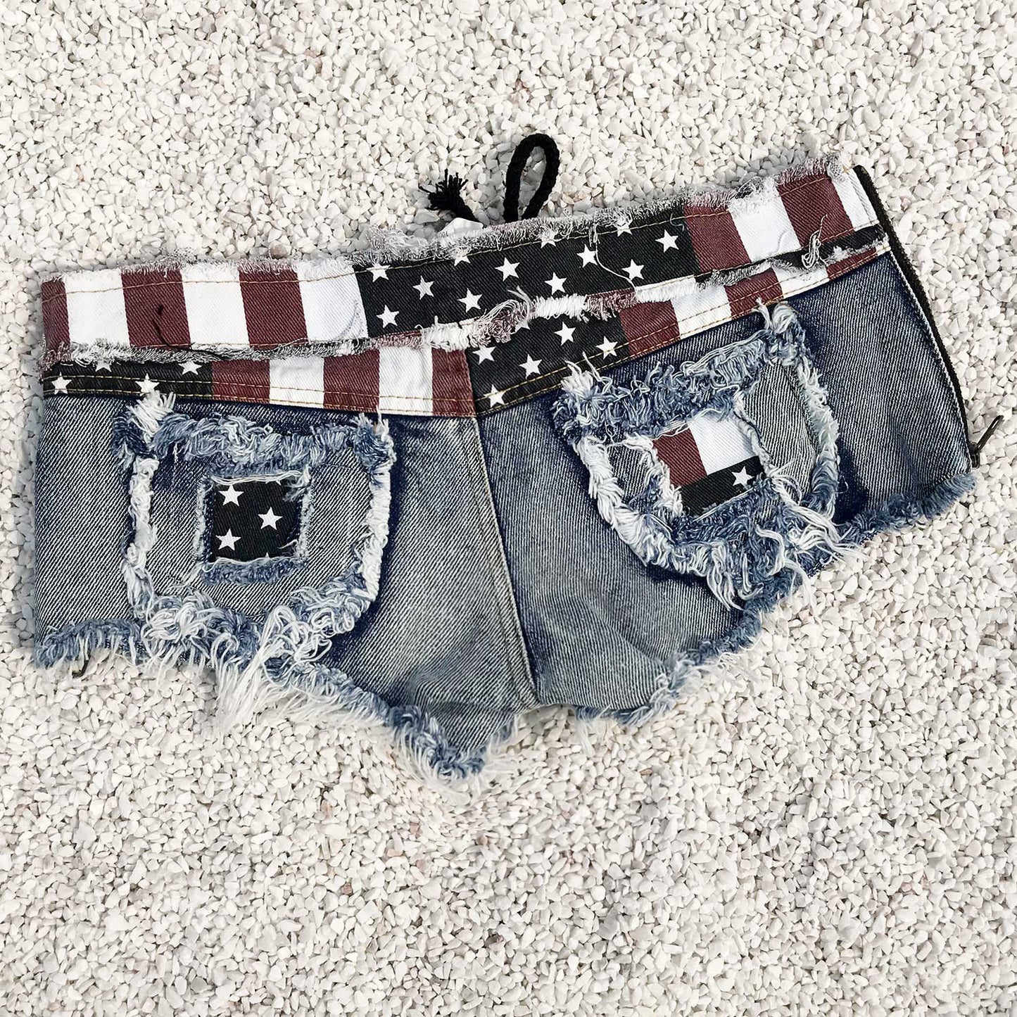 Night club women's sexy national flag low waist hole