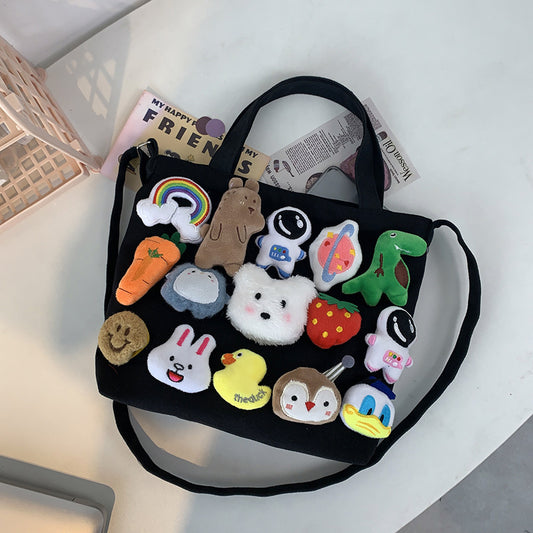 Fashion Girls Cute Ins Students Handheld Shoulder Canvas Crossbody Bag