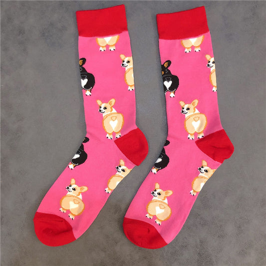 Cute Corgi Three Dimensional Love Butt Small PP Cute Medium Tube Socks