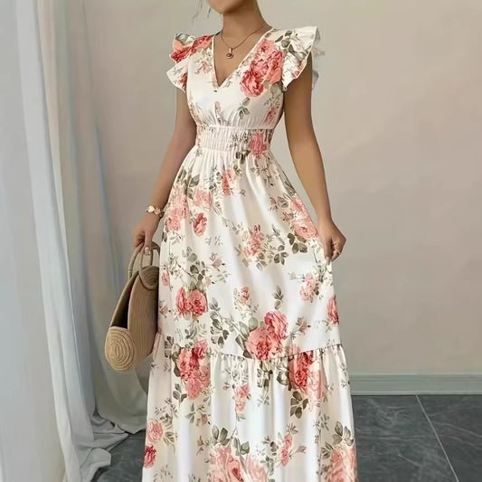 European And American-style Printed Sleeveless Dress