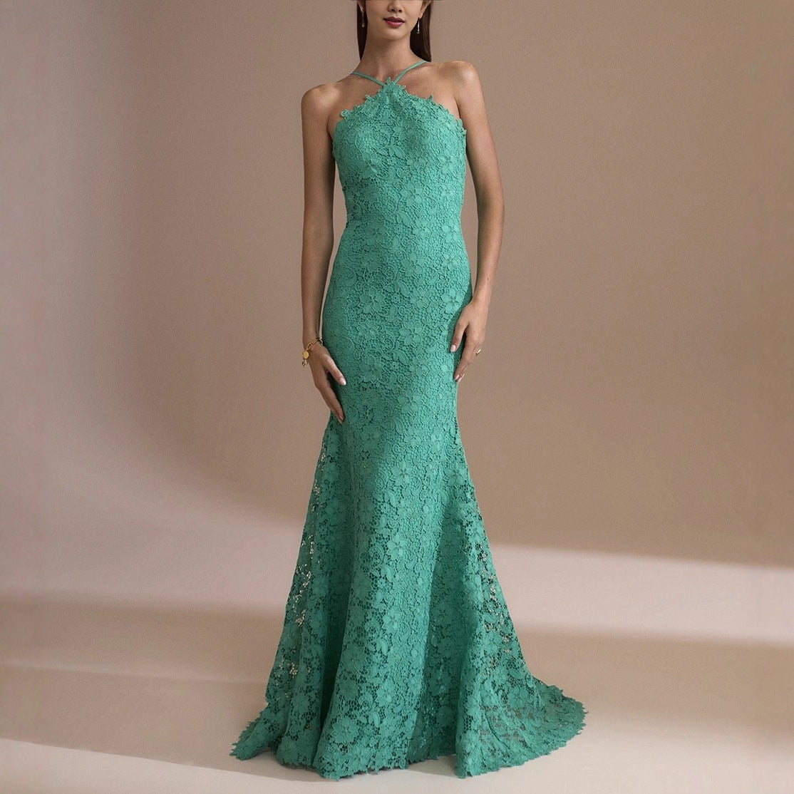 Elegant Lace Mermaid Evening Gown For Banquets