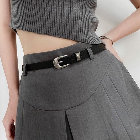 Artistic Youth Fan Silver Decorative Pin Buckle Belt Fashion Match