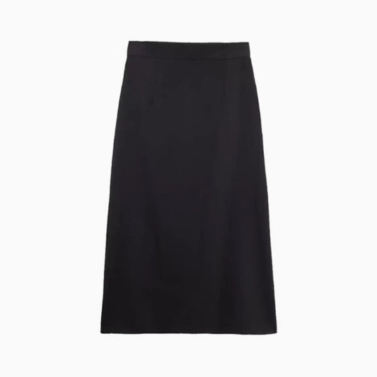 Back Slit Straight Tube Slimming High Waist Black Long Skirt