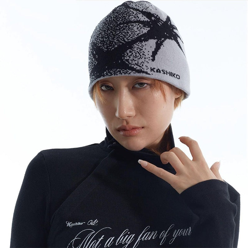 Strikket hue Dame Efterår Og Vinter Vild Ansigt Lille Beanie Hat