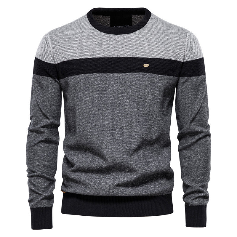 Mønsterstrikket langærmet herresweater