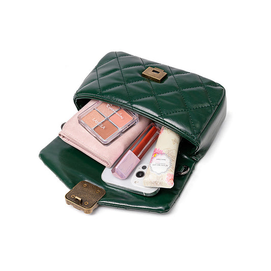 One Shoulder Cross Body Diamond Lattice Chain Bag