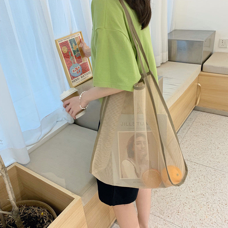 Transparent mesh shoulder bag