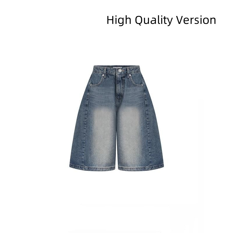 Cropped Jeans Women's Retro Wide Leg Shorts