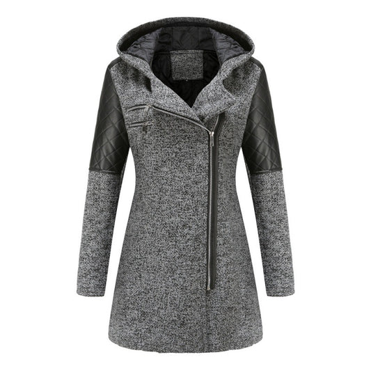 Women's Hooded Woolen Coat Warm Jacket