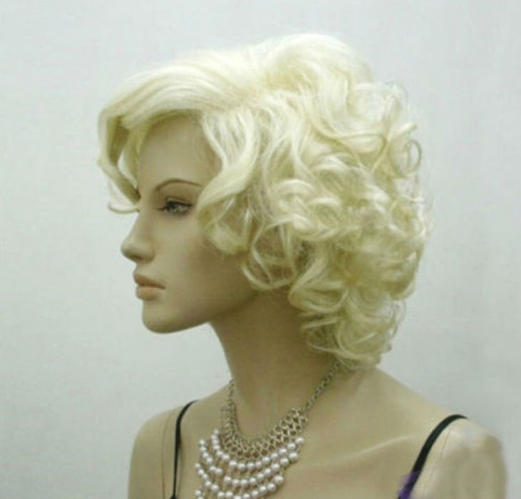 Cos Short Paragraph Pale Gold Curly Hair Wig
