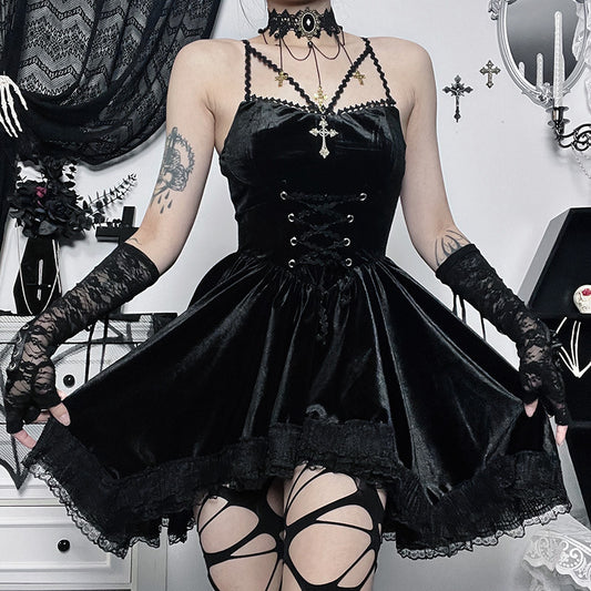 Lace Strap Mini Skirt With A Tie-Waist Design For Women