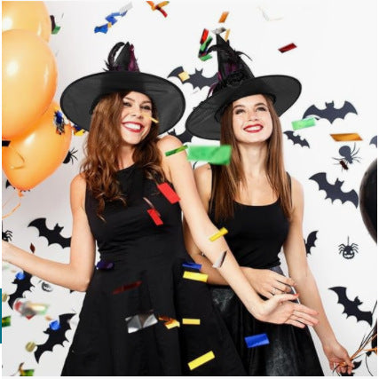 Tefal Rose Feather Halloween Ruffled Witch Hat